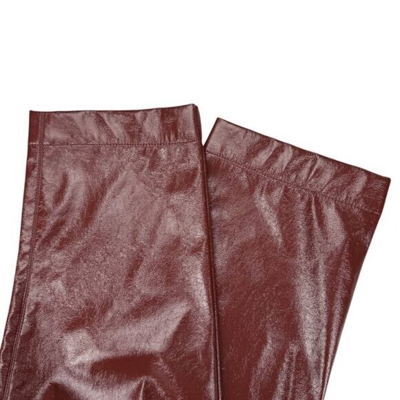WILFRED Aritzia Funk Glossy Vinyl Faux Leather Pants Sz 2 Rustique - Picture 10 of 10